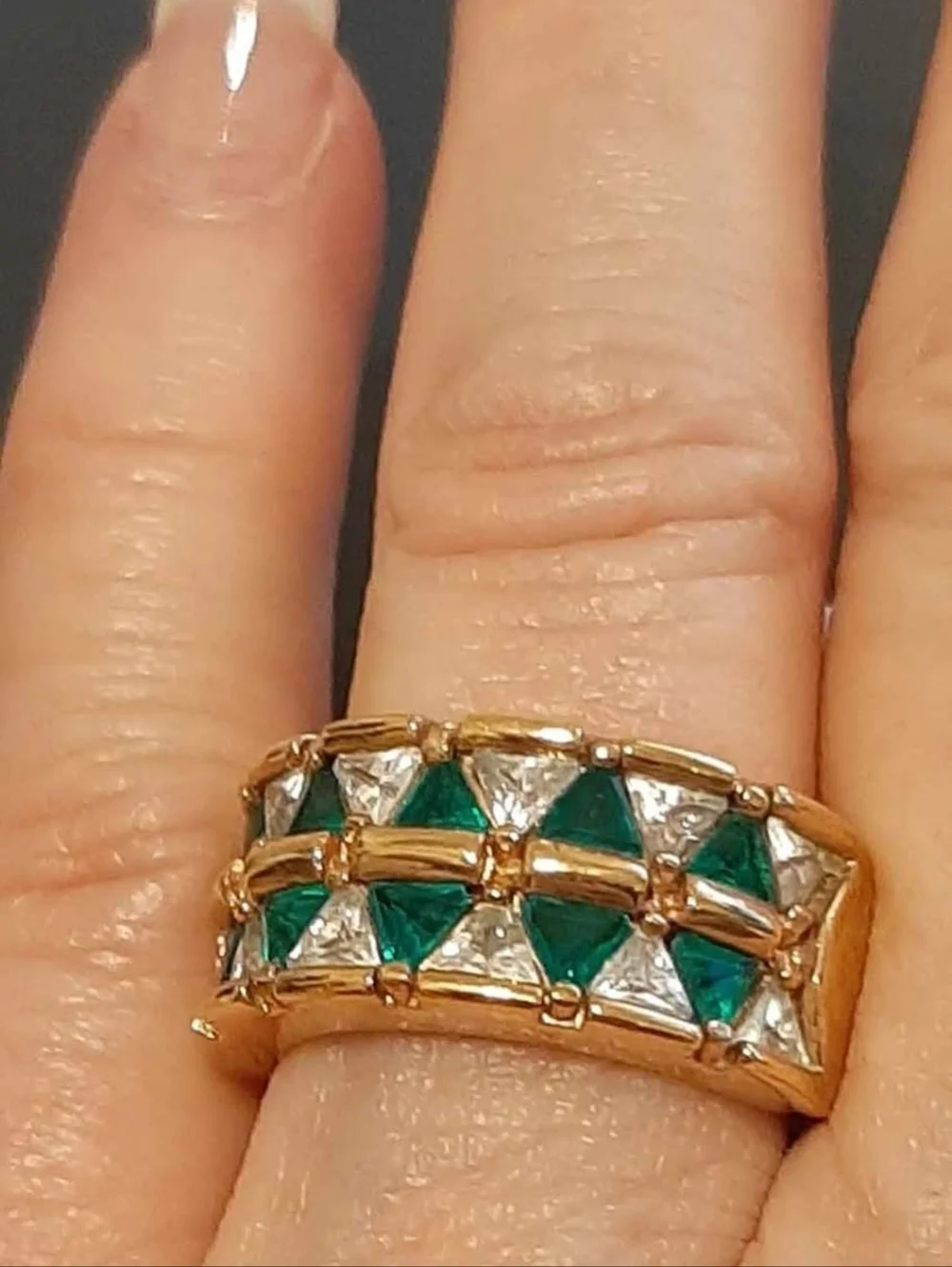 Emerald Created Techniband Size 7 Ring QVC gold tone